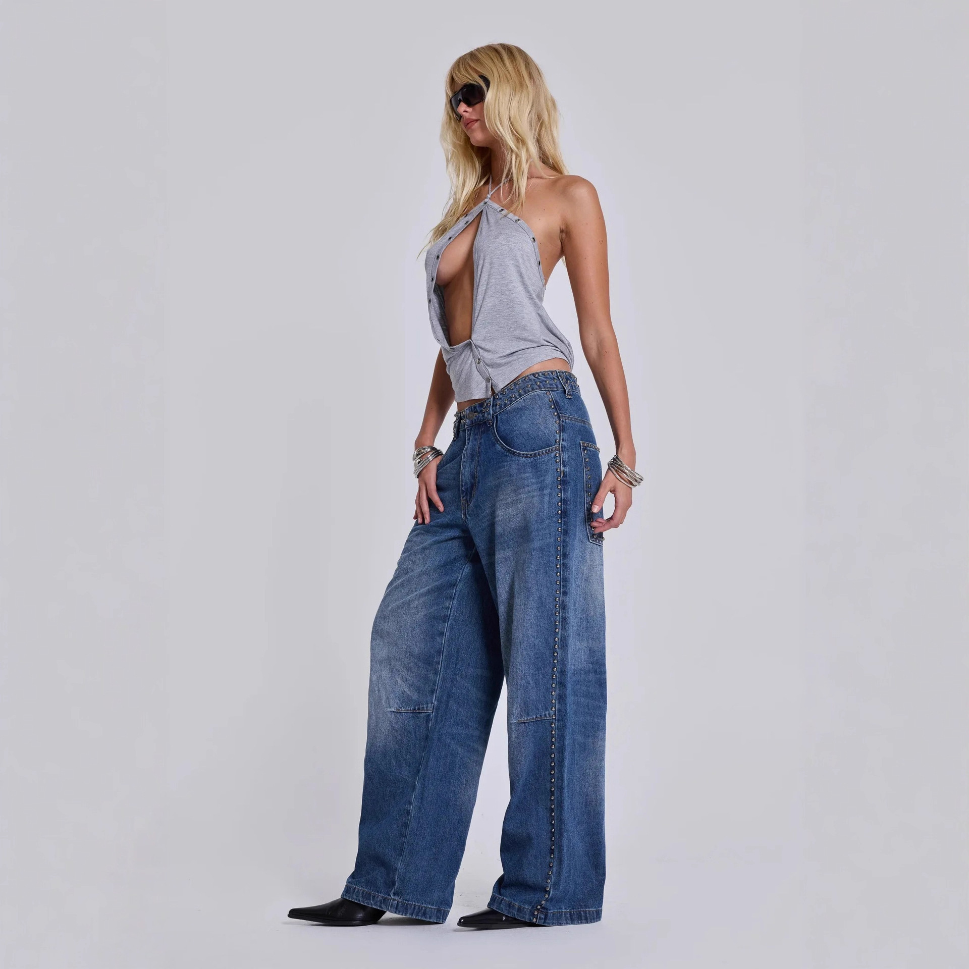 Women's Multi-beaded Loose Cool Jeans Women's - Image 4