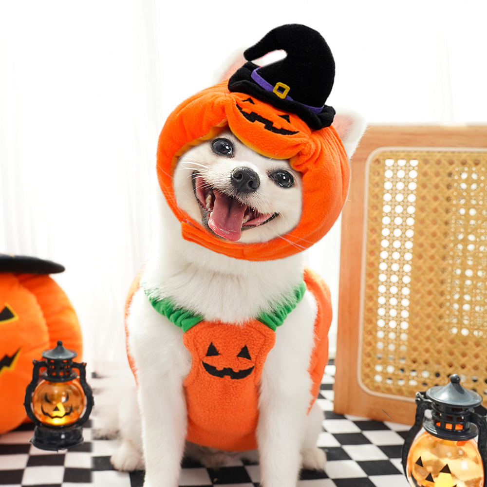 Halloween Pumpkin Vest For Dogs Cats Festive Pet Costume Harness Funny Thanksgiving Christmas Apparel For Small Animals Clothing - Image 3
