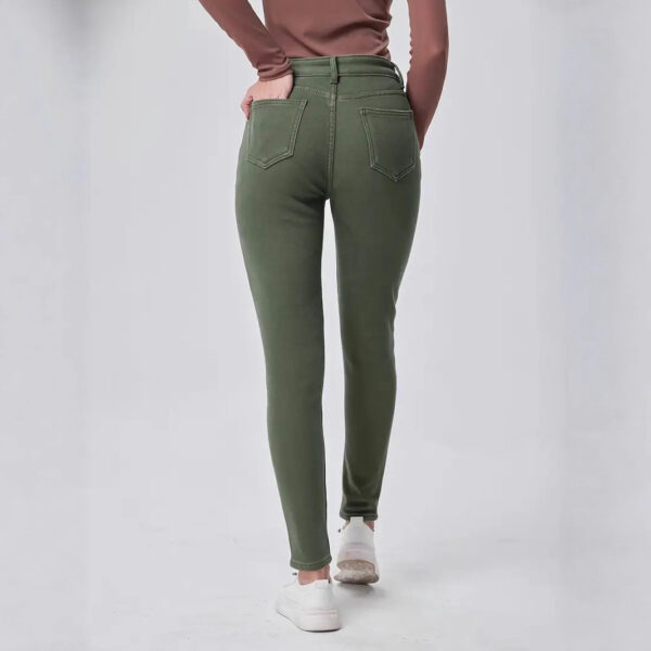 Dark Green Washed High Waist Slim Fit Skinny Denim Trousers - Image 3
