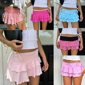 Multi-layer Short Skirt Hot Girl Navel Print Stitching