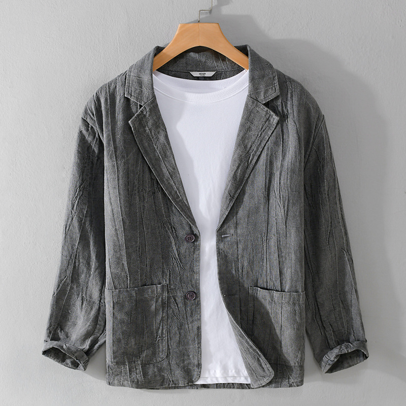 Men's Long Sleeve Linen Loose And Simple Shirt Coat - Image 3