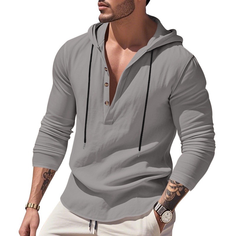 Hooded Casual Loose-fitting T-shirt Sweater For Men - Image 9