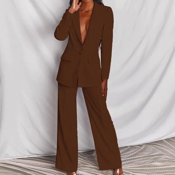 2 Piece Set  Spring Elegant Solid Long Sleeve Blazer Suit And Pants For Women Autumn Classic OL Street Outfit - Image 7