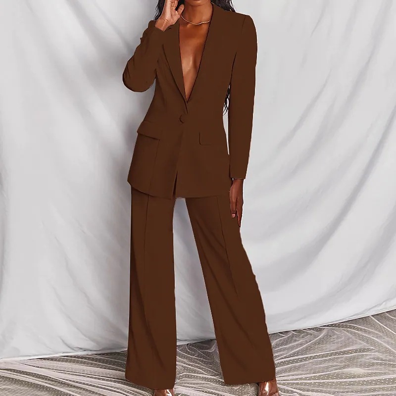 2 Piece Set  Spring Elegant Solid Long Sleeve Blazer Suit And Pants For Women Autumn Classic OL Street Outfit - Image 7