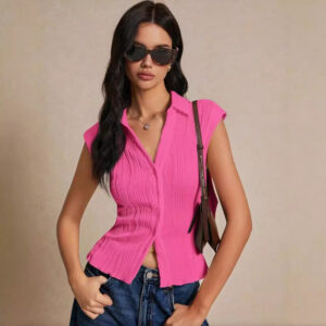 Simple Slim Vest V-neck Sleeveless Button Sweater