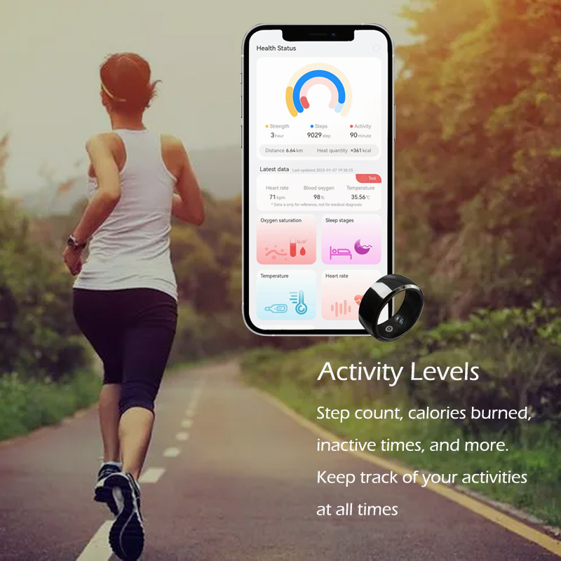 Black Technology Heart Rate, Blood Oxygen, Sleep Monitoring Waterproof Bluetooth Ring - Image 6