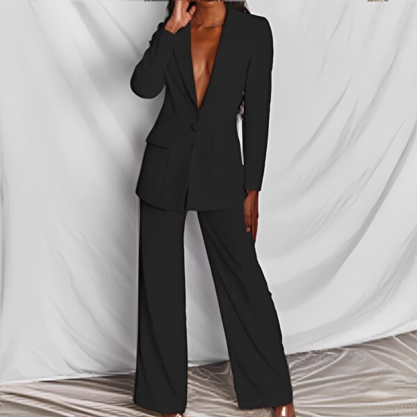 2 Piece Set  Spring Elegant Solid Long Sleeve Blazer Suit And Pants For Women Autumn Classic OL Street Outfit - Image 3