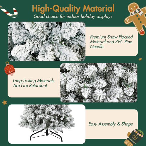 3 Pcs Flocked Artificial Christmas Tree Set With Lights, 4ft 5ft 6ft Christmas Snow Tree Set, Christmas Decor - Image 5