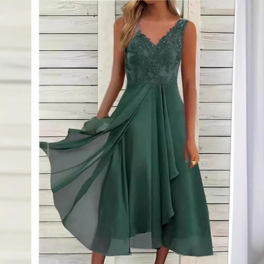 Sleeveless Dress Chiffon Stitching Lace Hollow Women - Image 4