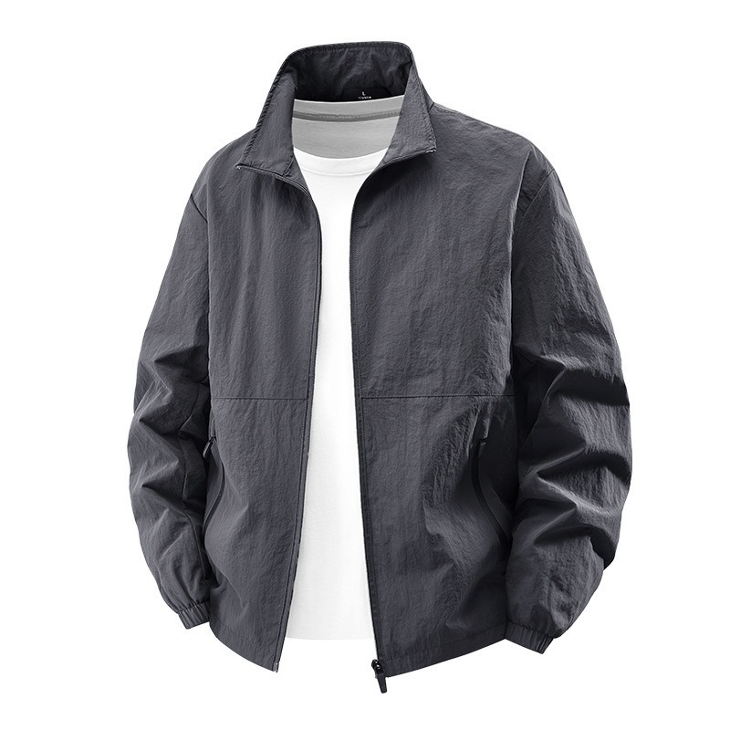 Outdoor Sports Plus Size Men's Casual Jacket Coat Solid Color Stand Collar - Image 8