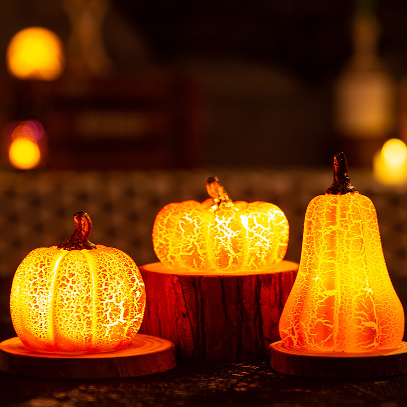 New Halloween Pumpkin Lantern Simulation Pumpkin LED Candle Lamp Resin Luminous Pumpkin - Image 6