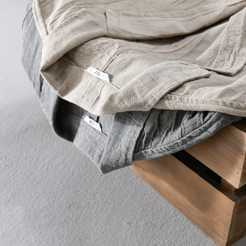 Men's Long Sleeve Linen Loose And Simple Shirt Coat - Image 4