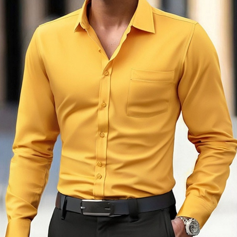 Business Thin Long Sleeve Plus Size Four-sided Stretch Shirt Men - Image 5