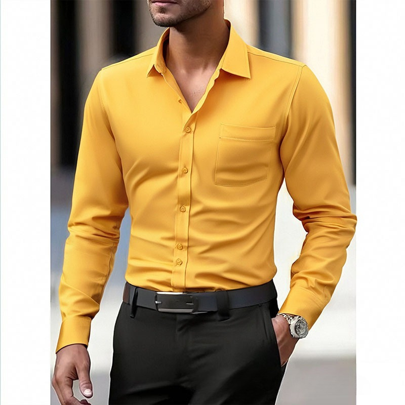 Business Thin Long Sleeve Plus Size Four-sided Stretch Shirt Men - Image 2