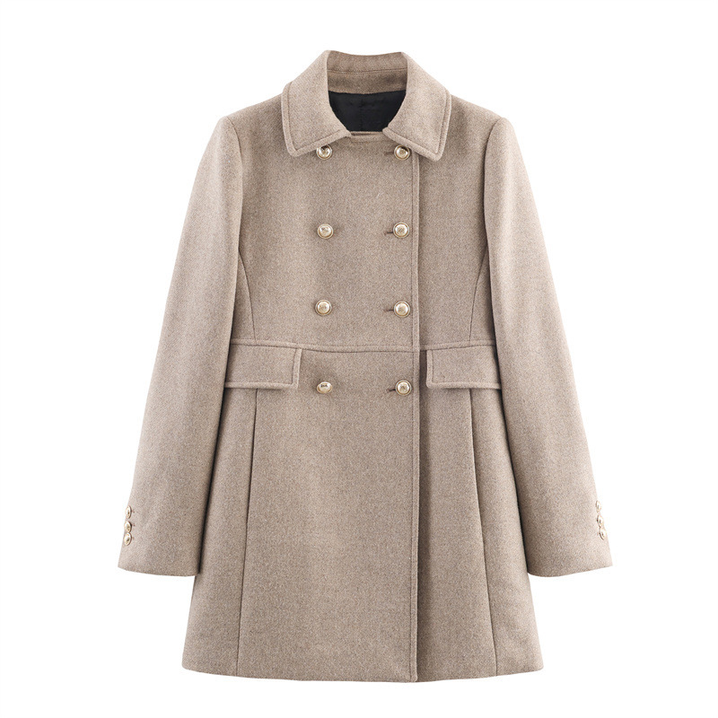 Autumn And Winter Double Breasted Mid Length Coat Jacket - Image 2