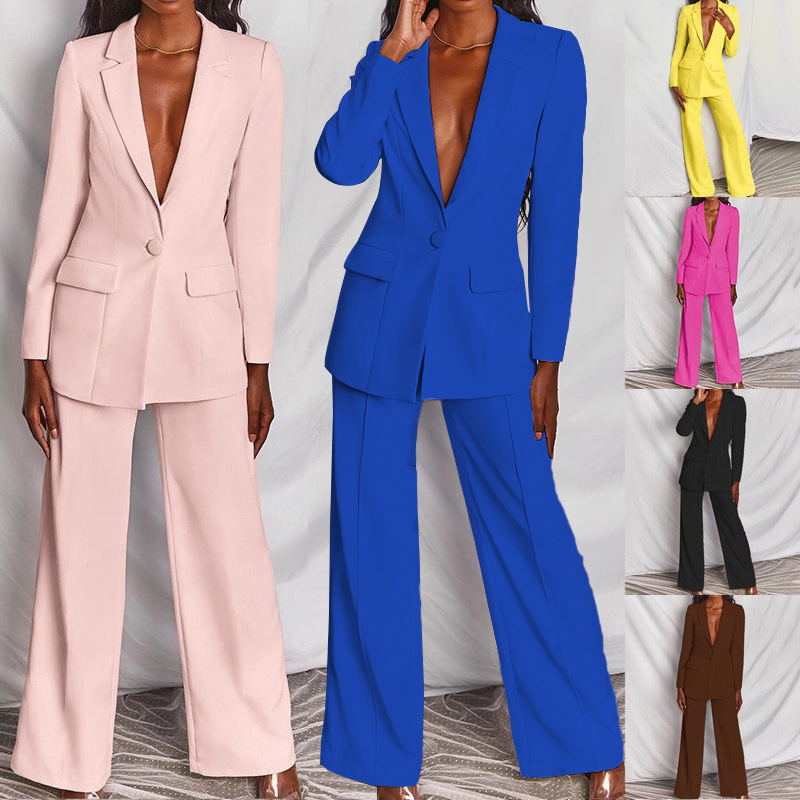 2 Piece Set  Spring Elegant Solid Long Sleeve Blazer Suit And Pants For Women Autumn Classic OL Street Outfit - Image 4