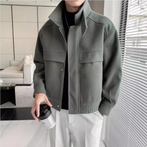 New Fashion Brand Korean Style Ruffle Handsome Stylish Short Sense Woolen Jacket