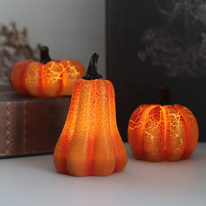 New Halloween Pumpkin Lantern Simulation Pumpkin LED Candle Lamp Resin Luminous Pumpkin - Image 3