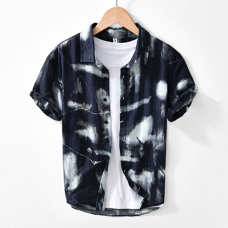 Men's Japanese Personality Printed Short-sleeved Shirt - Image 4