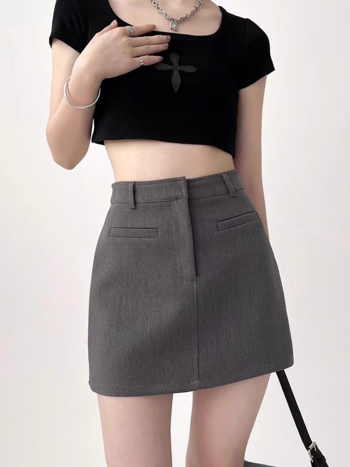 High Waist Petite Hot Girl Split A- Line One Step Sheath Skirt - Image 2