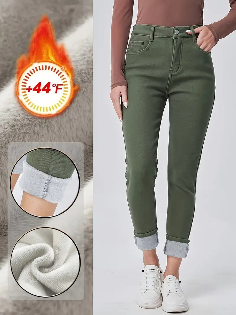 Dark Green Washed High Waist Slim Fit Skinny Denim Trousers - Image 5