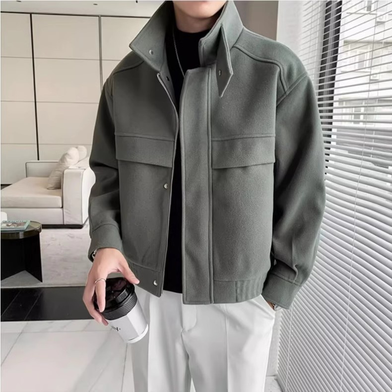 New Fashion Brand Korean Style Ruffle Handsome Stylish Short Sense Woolen Jacket - Image 2