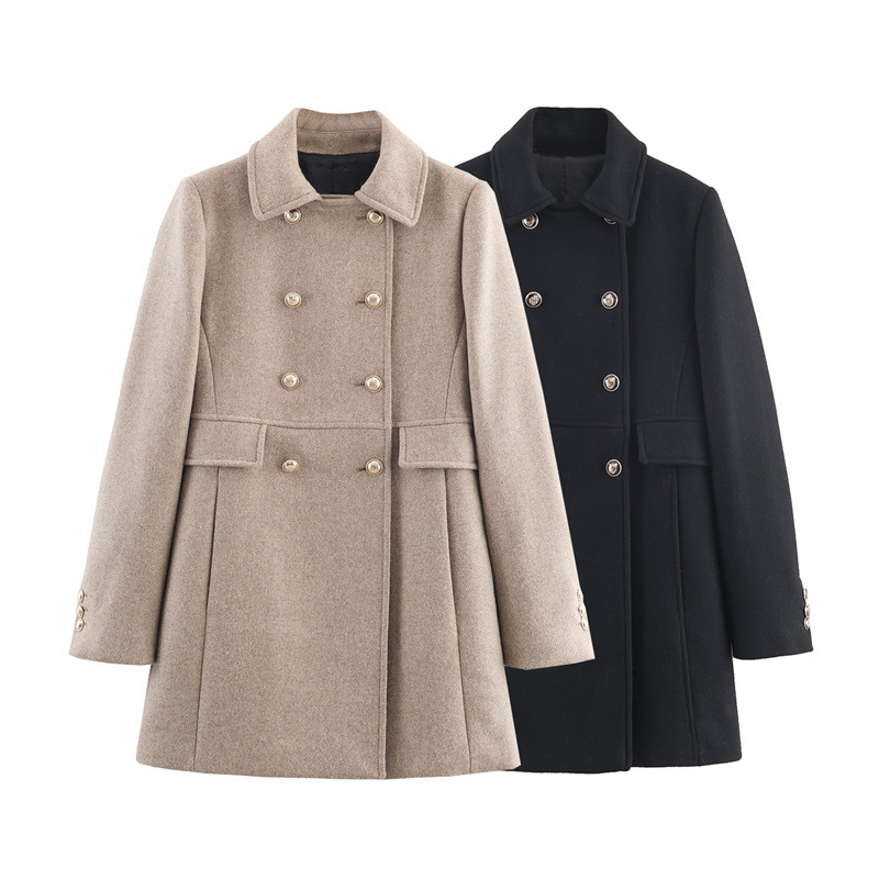 Autumn And Winter Double Breasted Mid Length Coat Jacket - Image 5
