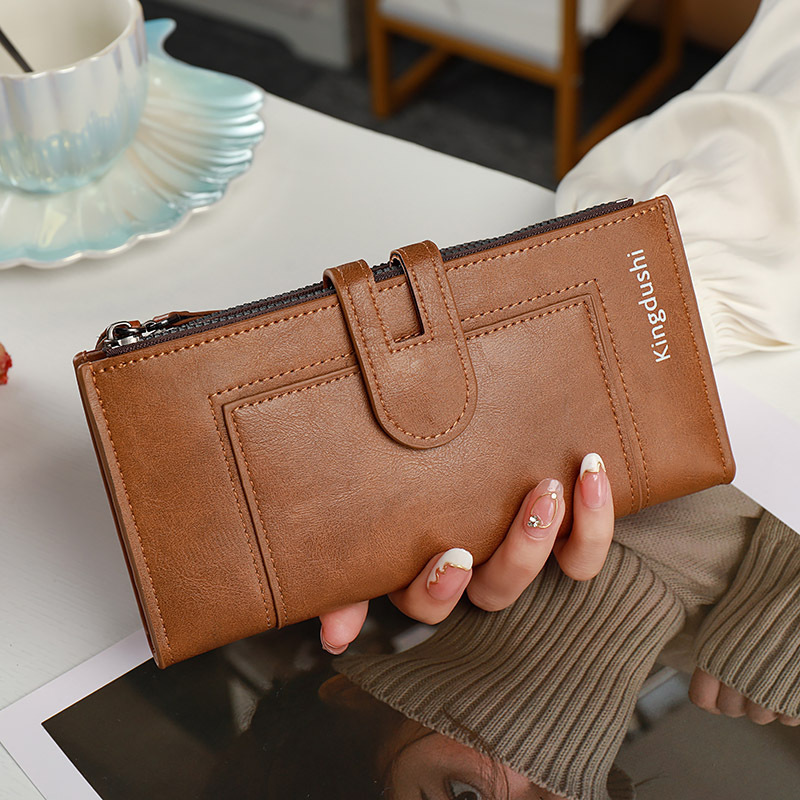 Women's Wallet Long Two-fold Zipper Plain - Image 2