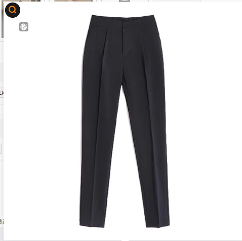 White Cropped Suit Pants High Waist Drooping Casual - Image 3