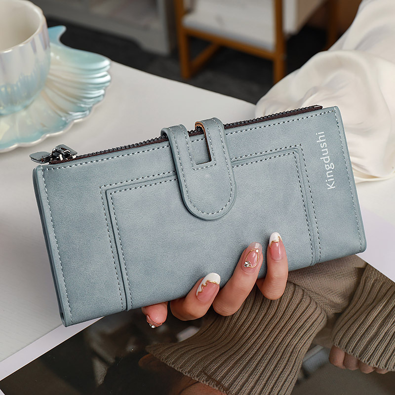 Women's Wallet Long Two-fold Zipper Plain - Image 8