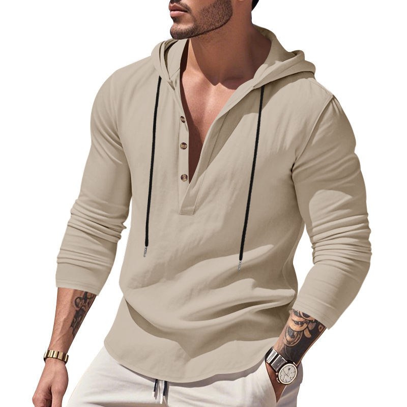 Hooded Casual Loose-fitting T-shirt Sweater For Men - Image 6