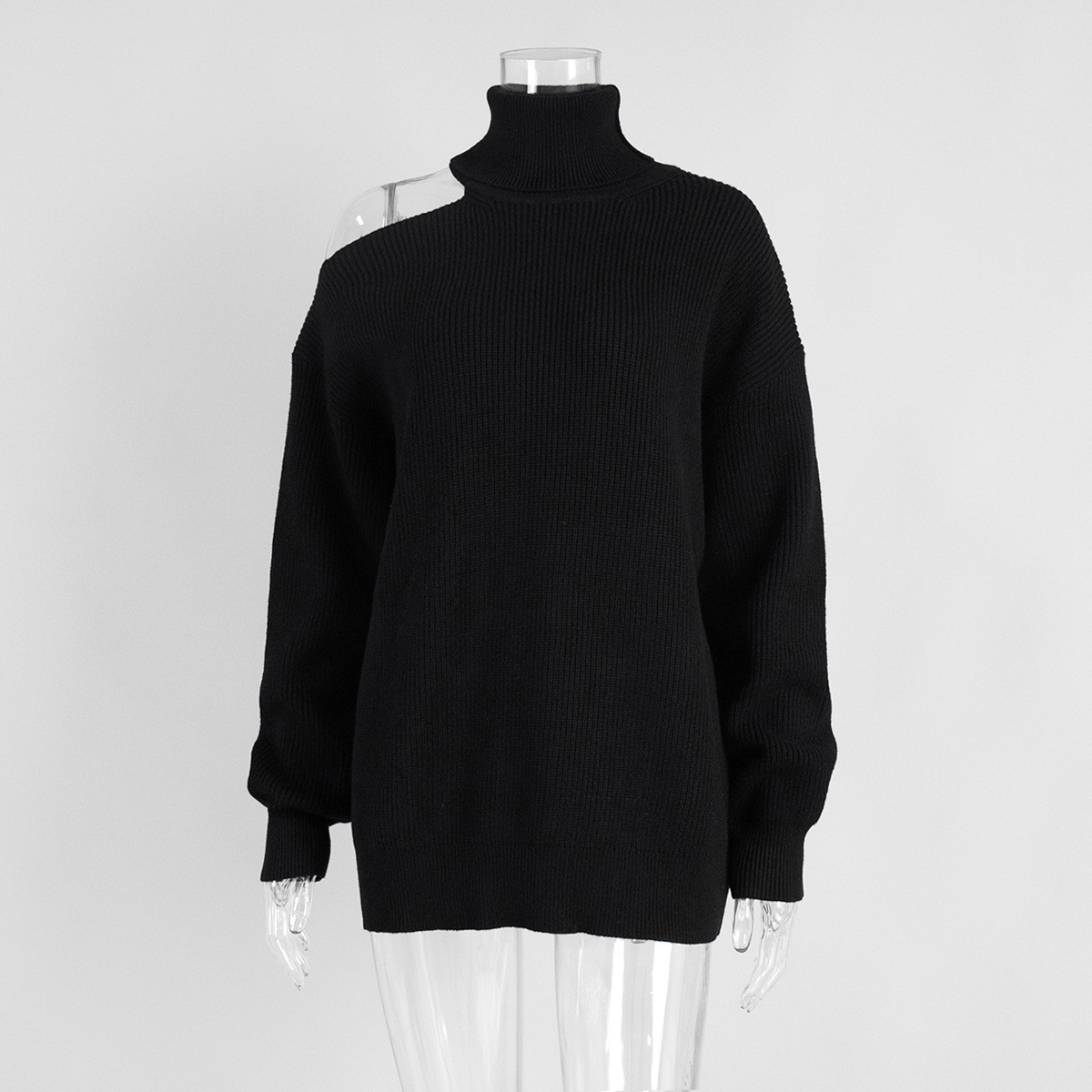 Fashion Pullover Knitting Turtleneck Off-the-shoulder Sweater - Image 2