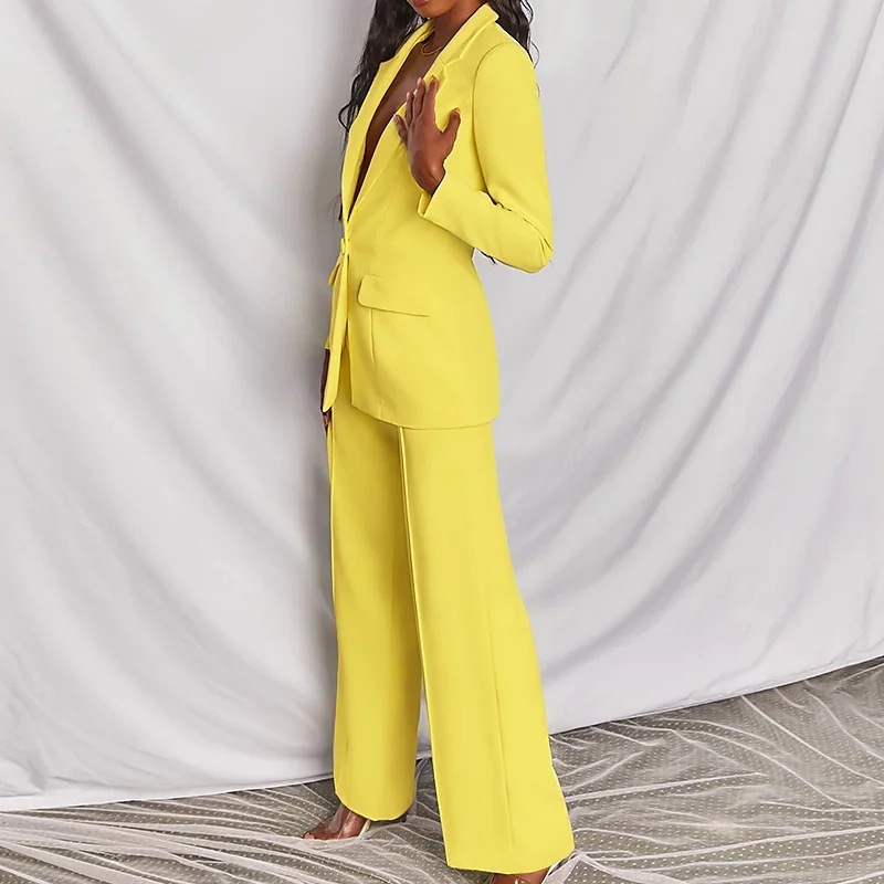 2 Piece Set  Spring Elegant Solid Long Sleeve Blazer Suit And Pants For Women Autumn Classic OL Street Outfit - Image 6