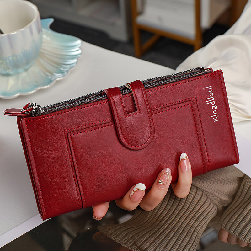 Women's Wallet Long Two-fold Zipper Plain - Image 9