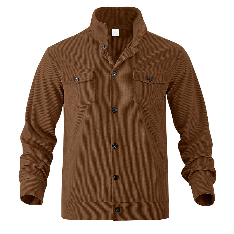 Simple Versatile Multi-pocket Long Sleeve Stand-up Collar Jacket Men's Clothing - Image 4