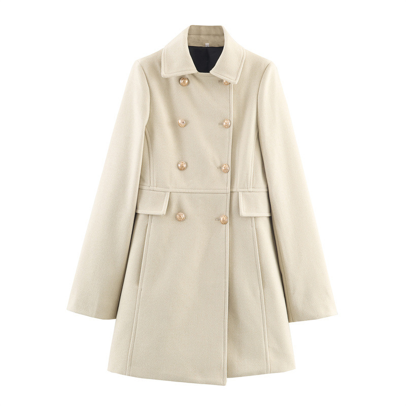 Autumn And Winter Double Breasted Mid Length Coat Jacket - Image 3