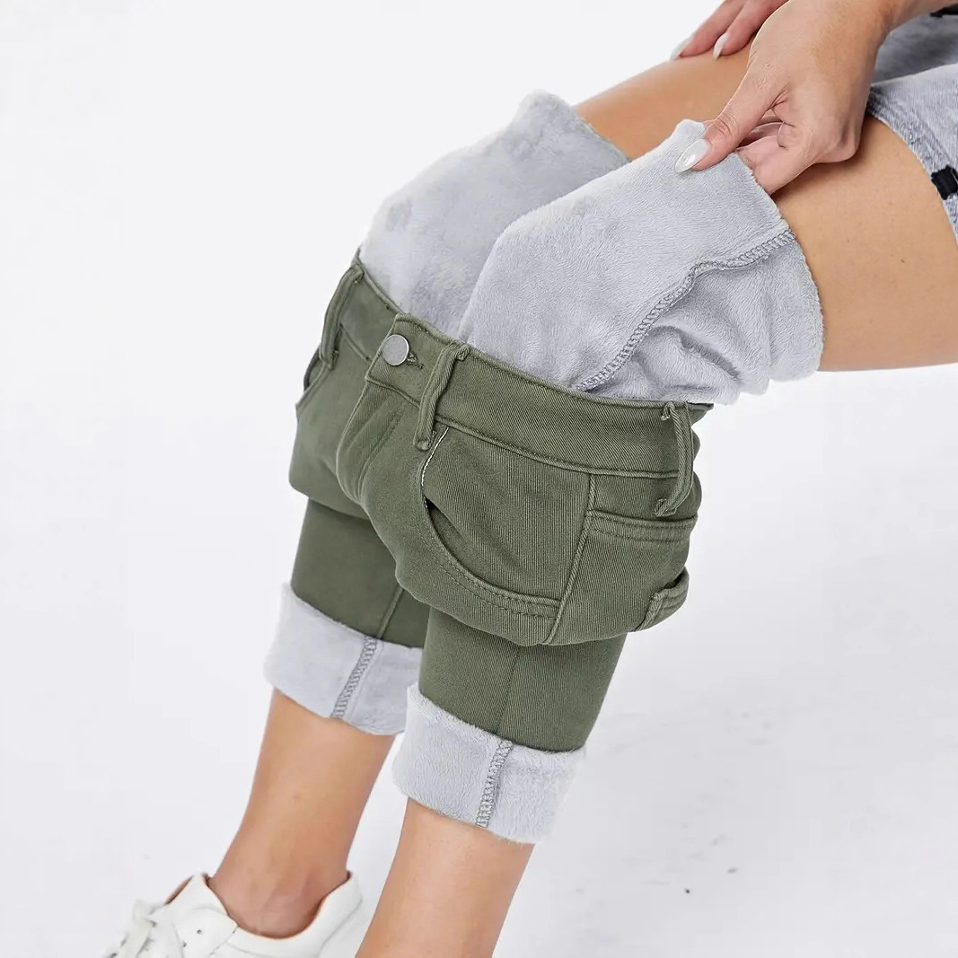 Dark Green Washed High Waist Slim Fit Skinny Denim Trousers - Image 4