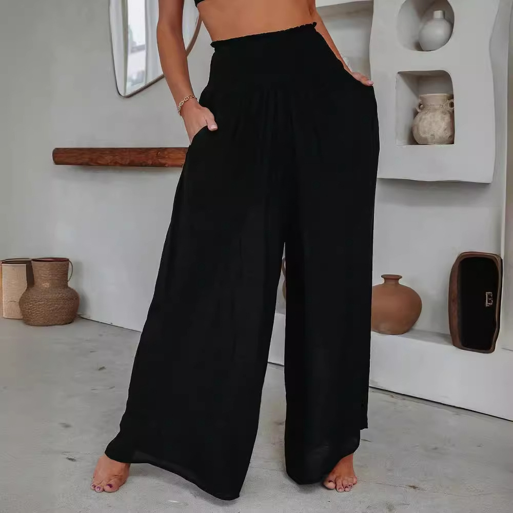 Cotton Wide-leg Pants Loose And Elastic Pocket Casual Pants Trousers - Image 2