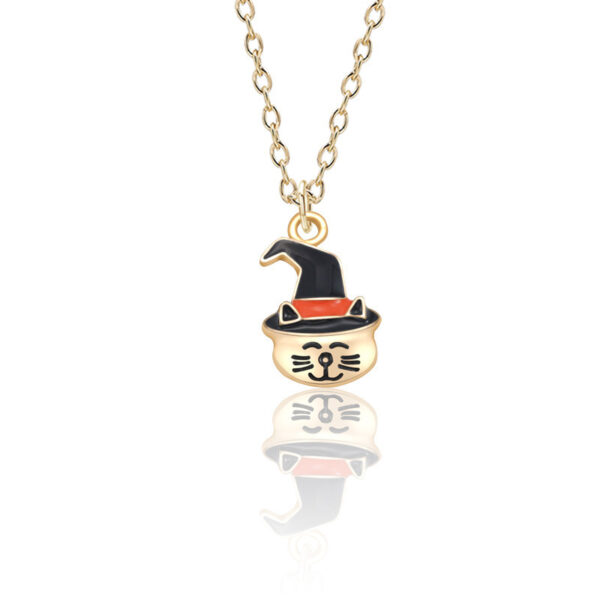 Halloween Oil Drop Pumpkin Cat Necklace Creative Clavicle Chain Pendant Fashion Jewelry Accessories - Image 4