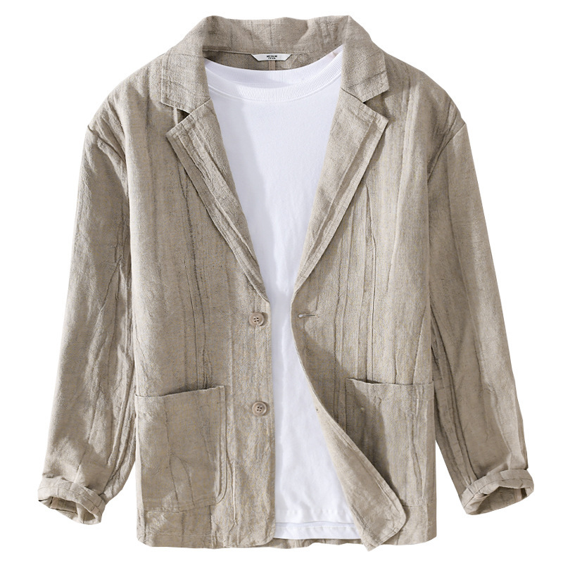 Men's Long Sleeve Linen Loose And Simple Shirt Coat - Image 2