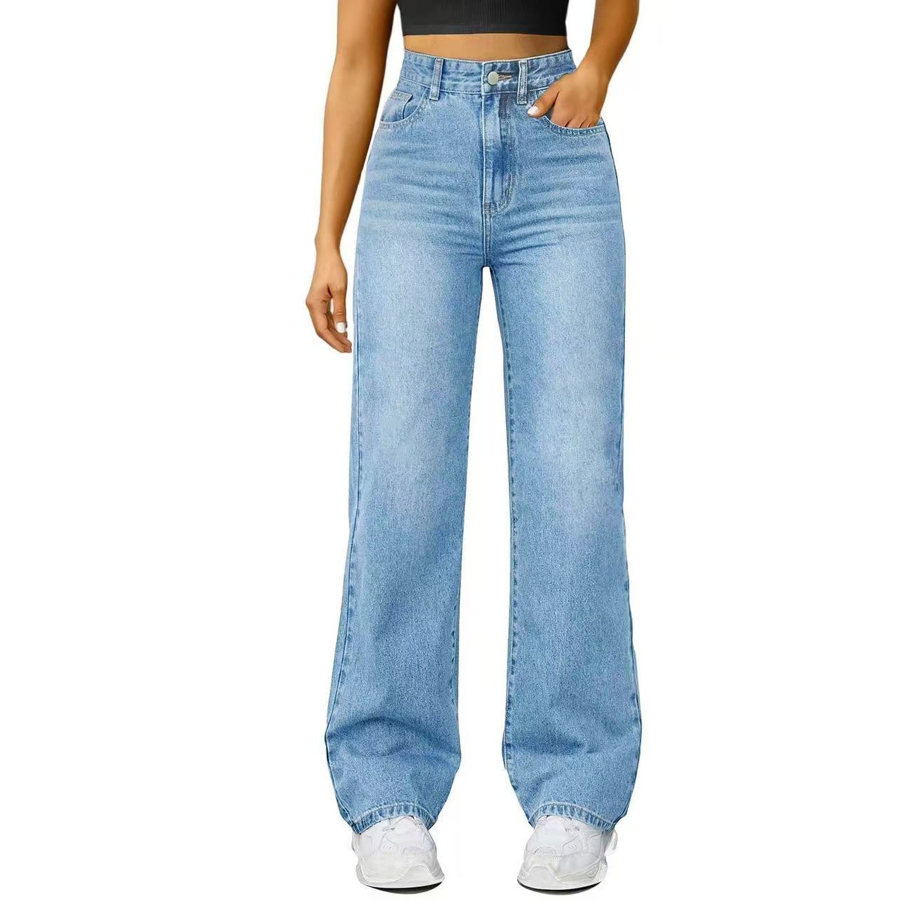 Jeans Women's Loose Straight High Elasticity - Image 3