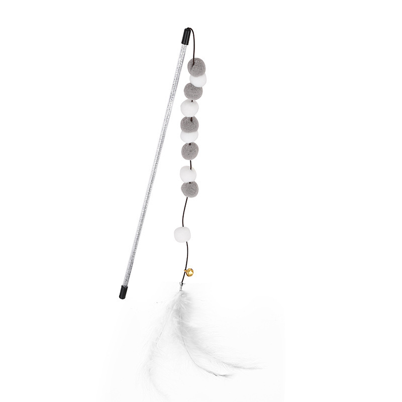Funny Kitten Cat Teaser Interactive Toy Rod With Bell And Feather Toys For Cats Teaser Interactive Toy Rod Pet Cats Toys Stick - Image 5