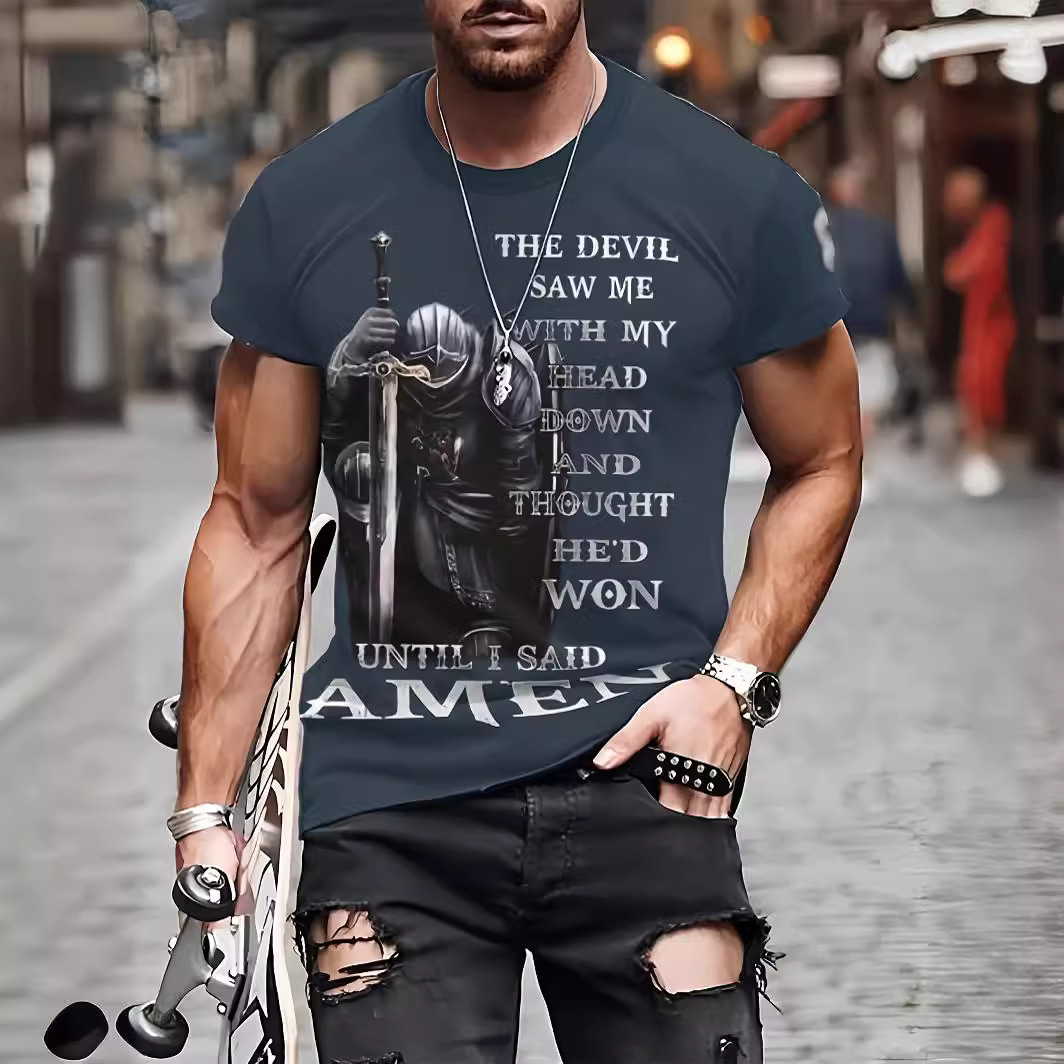 3D Printed T-shirt Men's Summer Casual Breathable Short Sleeve Top - Image 9