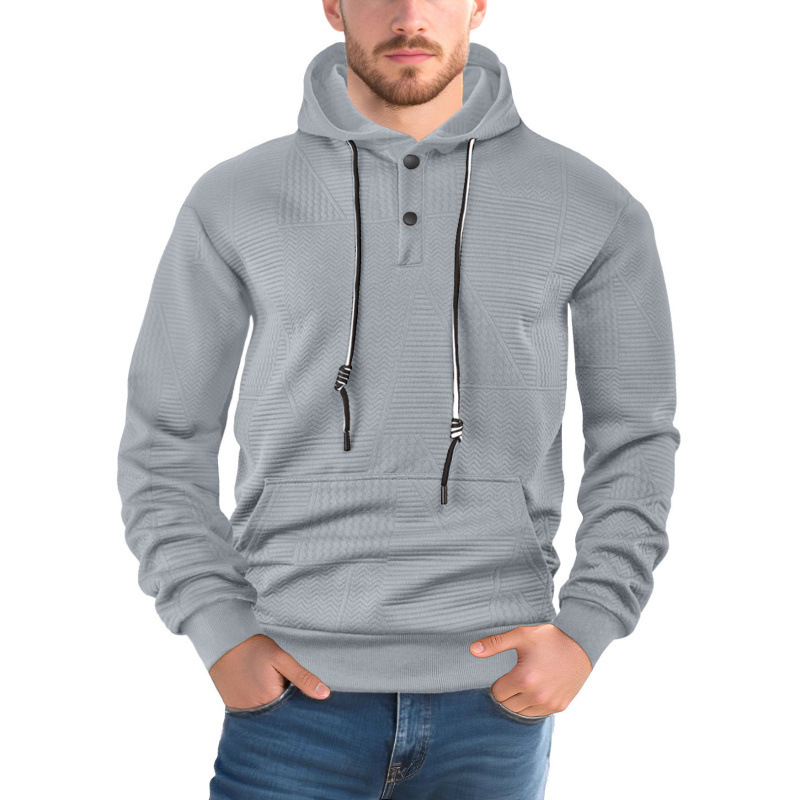 Pullover Solid Color Casual Sports Loose Long Sleeve Hooded Sweater Men - Image 7