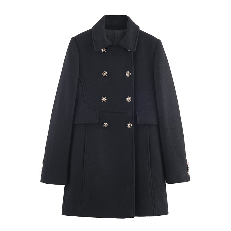 Autumn And Winter Double Breasted Mid Length Coat Jacket - Image 4