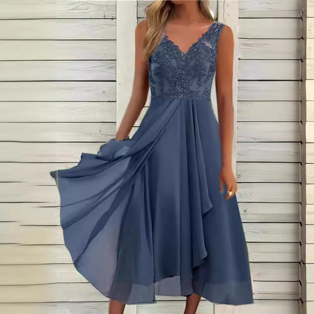 Sleeveless Dress Chiffon Stitching Lace Hollow Women - Image 6