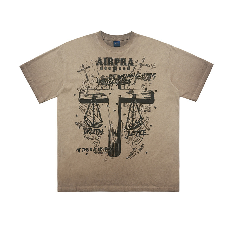 Printed Cotton Short-sleeved T-shirt Men's And Women's Bottoming Shirt Autumn And Winter - Image 5