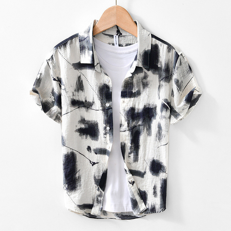 Men's Japanese Personality Printed Short-sleeved Shirt - Image 2