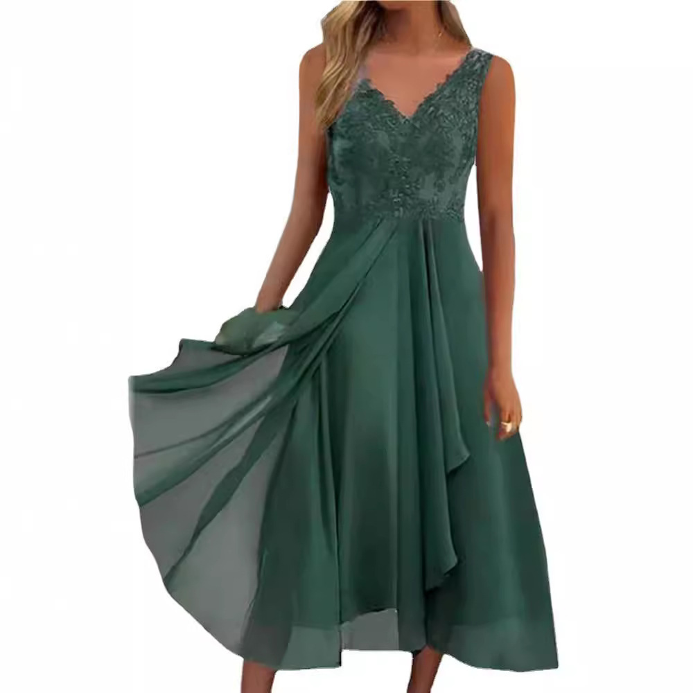 Sleeveless Dress Chiffon Stitching Lace Hollow Women - Image 7