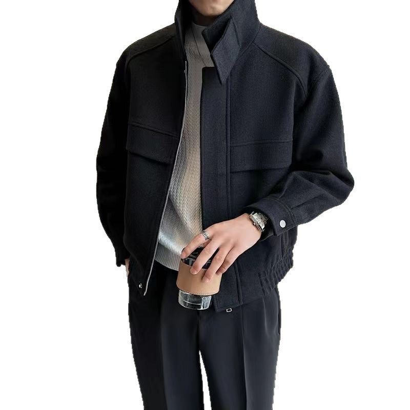 New Fashion Brand Korean Style Ruffle Handsome Stylish Short Sense Woolen Jacket - Image 3
